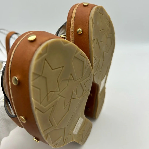 $795 Jimmy Choo Women's Cognac Drya Studded Wedge Sandal Shoes Size EU 38 - Picture 13 of 16